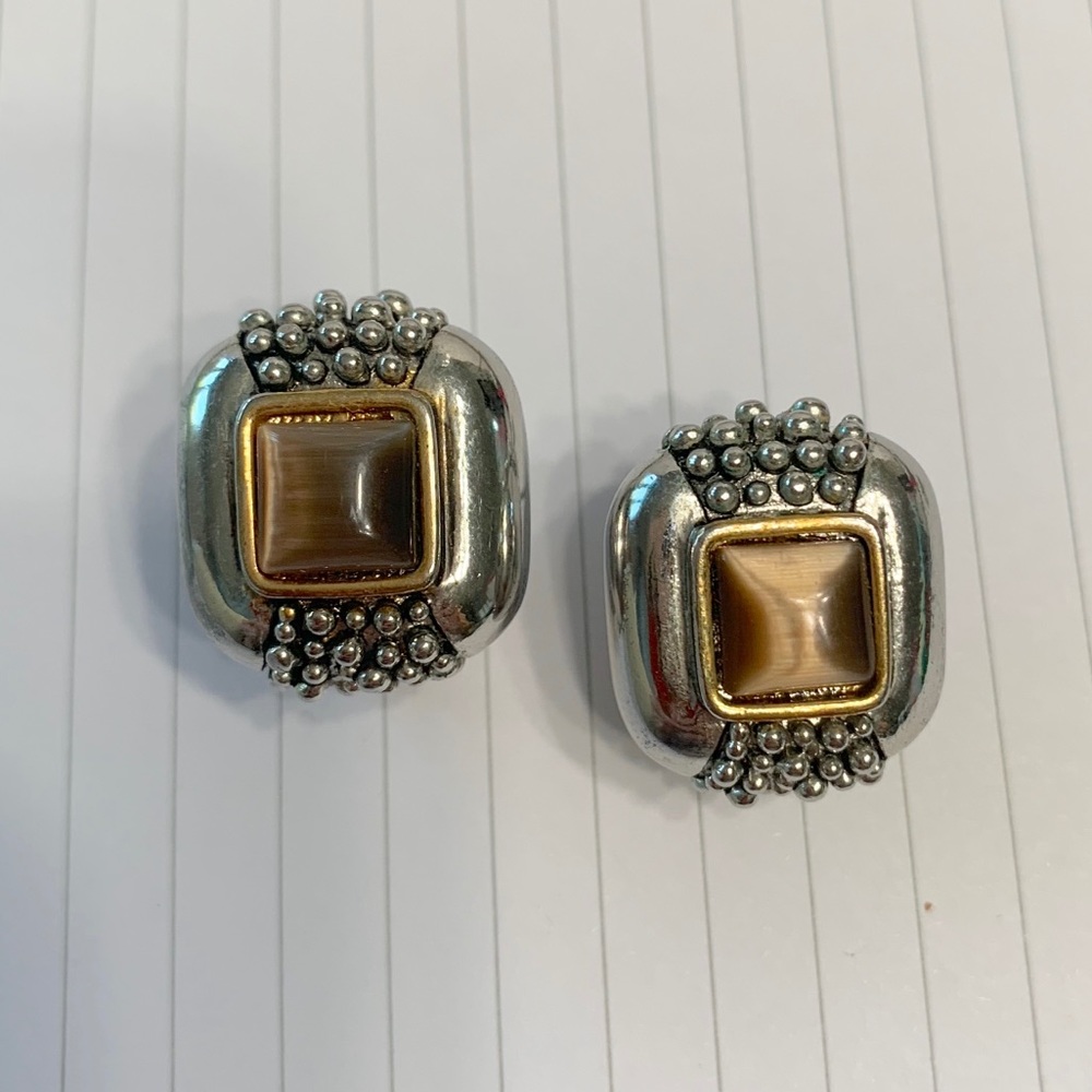 MX Vintage/retro silver and gold earrings.